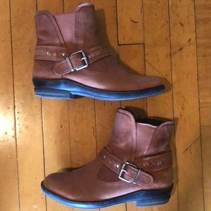Light Brown Leather Ankle Boots Women Sz 8.5 Wide